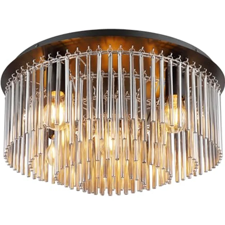 Globo Deckenleuchte Schwarz mit Glas Lampenschirm in Rauchfarben, Ø 50cm, 15698D1, Smarte Deckenbeleuchtung – Bild 1