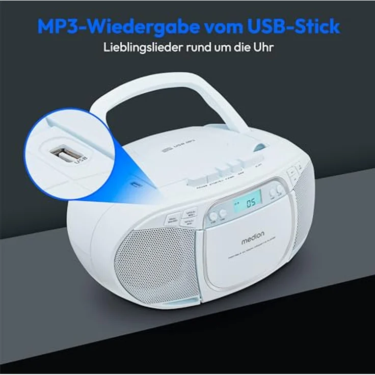 Medion® Radio E66476, tragbar mit AM- / FM-Tuner, 22 W, blau – Bild 3