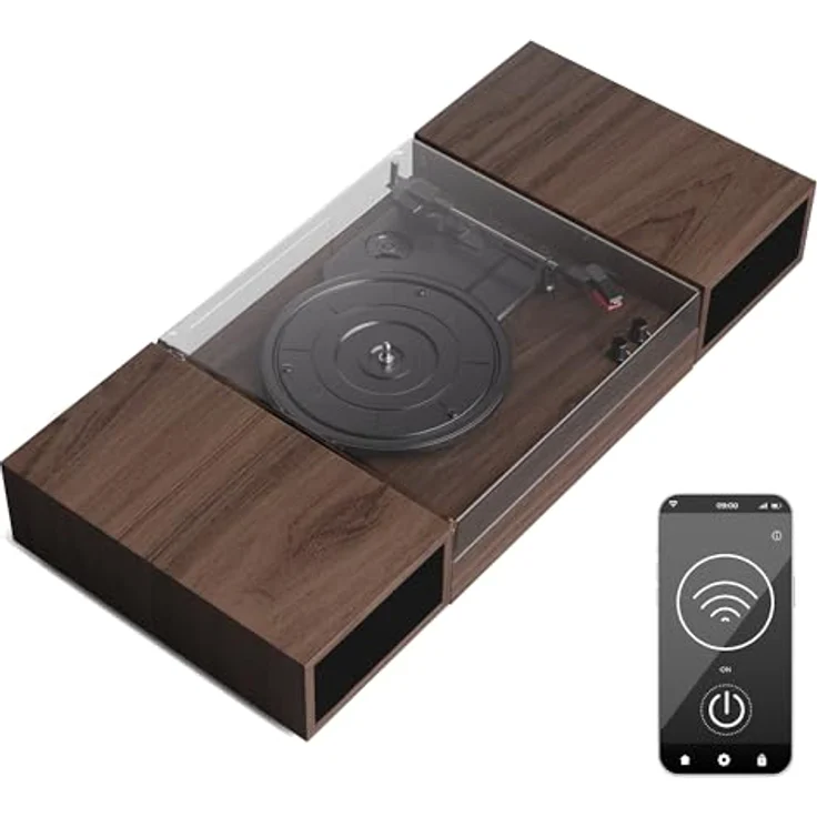 Auna Plattenspieler mit Bluetooth, Lautsprecher & Retro Vintage-Design, 3 Geschwindigkeiten, schwarz – Bild 1