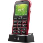 Doro 1380 2G Dual SIM entsperrt für Senioren mit großen Tasten, Kamera, Assistentaste und Ladestation [Französische Version] (Rot)