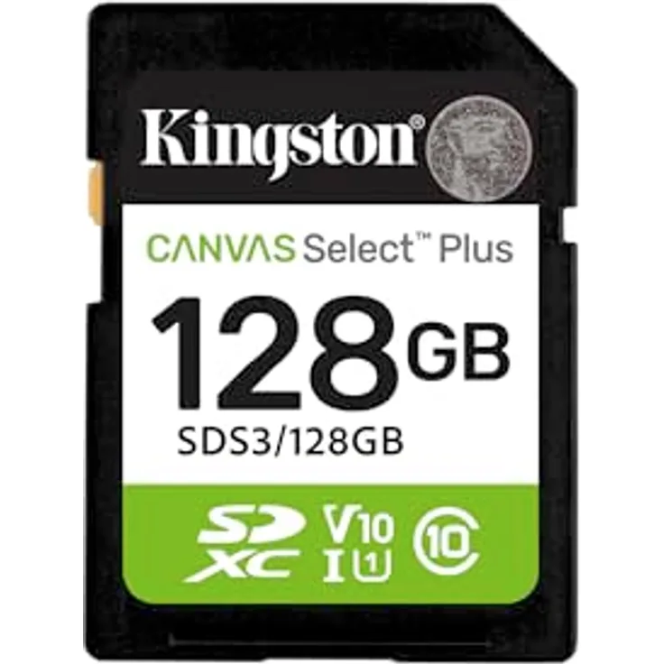 Kingston Canvas Select Plus SD Speicherkarte 128GB SDXC Gen3, 150MB/s, C10 UHS-I, V10 - ideal für Full-HD-Video und hochauflösende Fotos
