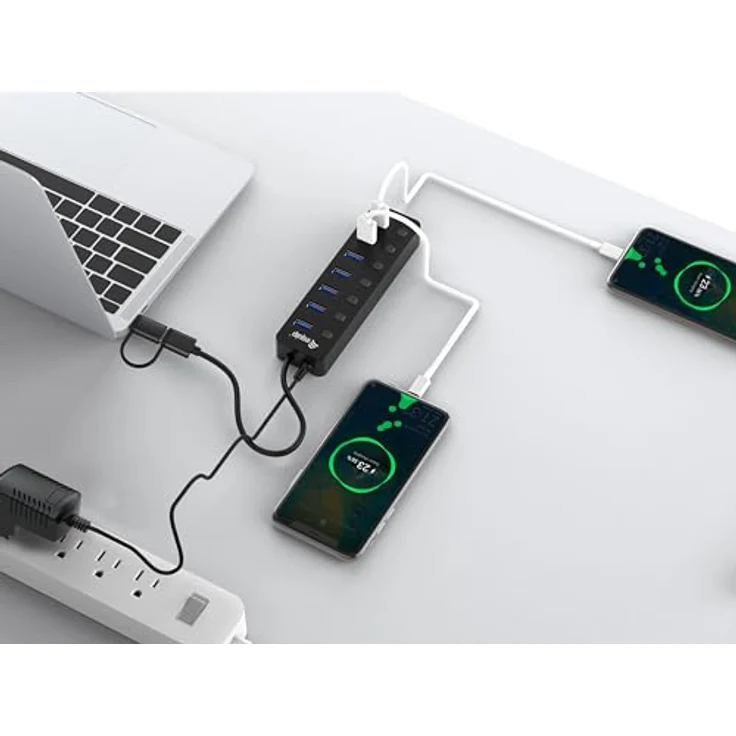 Equip 128965 7-Port USB 3.2 Gen 1 Hub mit Netzteil, Aluminiumlegierung + ABS, schwarz – Bild 5