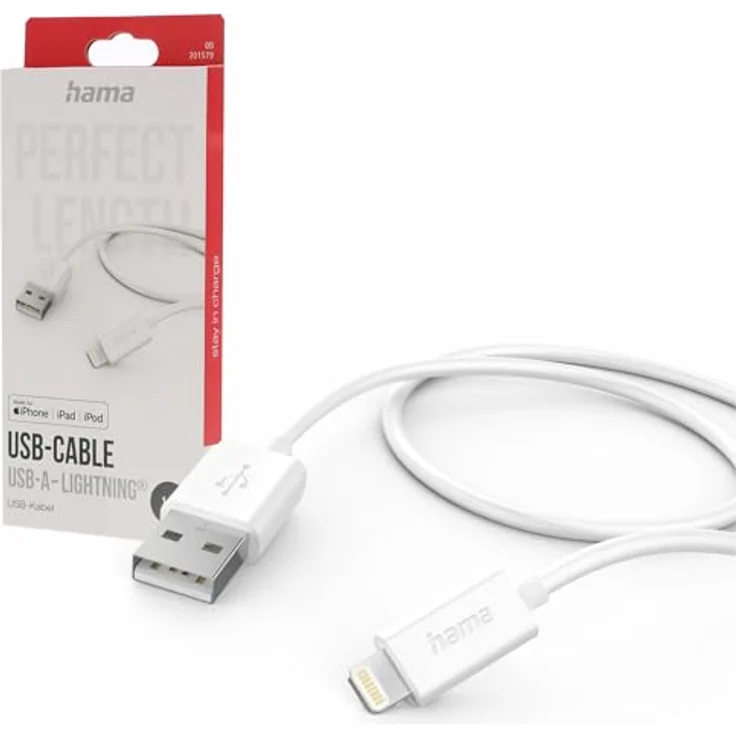 Hama Ladekabel, USB-A Lightning, 1 m, Weiß – Bild 2
