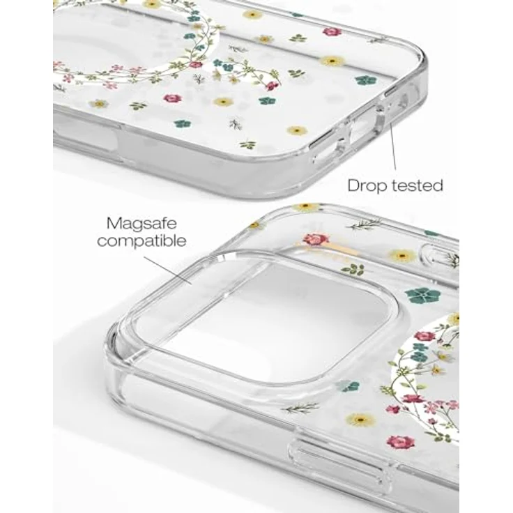 IDEAL OF SWEDEN Clear Case Printed MagSafe Handyhülle mit Blumenmuster - Rundumschutz bis zu 1,82 Metern_RESERVED_WORDS_FIXED-6 Fuß, MagSafe-kompatibel – Bild 3