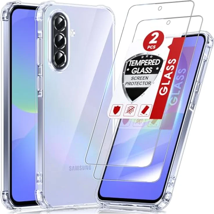 LeYi Hülle für Samsung Galaxy A36 5G, Transparent TPU Silikon Schutzhülle mit 2 Schutzfolien, Stoßfest und Kameraschutz, Crystal Clear Design – Bild 1