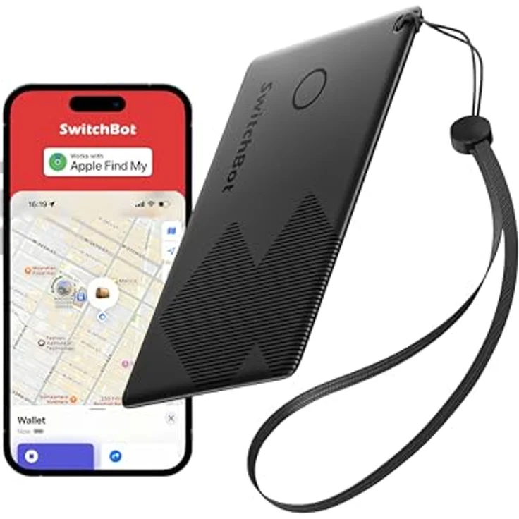 SWITCHBOT Geldbörsen Tracker-Karte, Schwarz, ultradünnes Design, IP67 wasserdicht, bis zu 3 Jahre Akkulaufzeit, kompatibel mit Apple Find My, AES-128 Verschlüsselung – Bild 2
