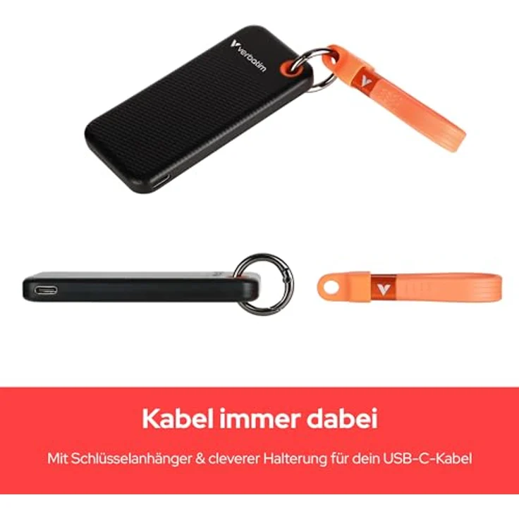 Verbatim Pocket SSD 512 GB, USB Typ-C, 10 Gbit/s, Schwarz, Orange – Bild 5