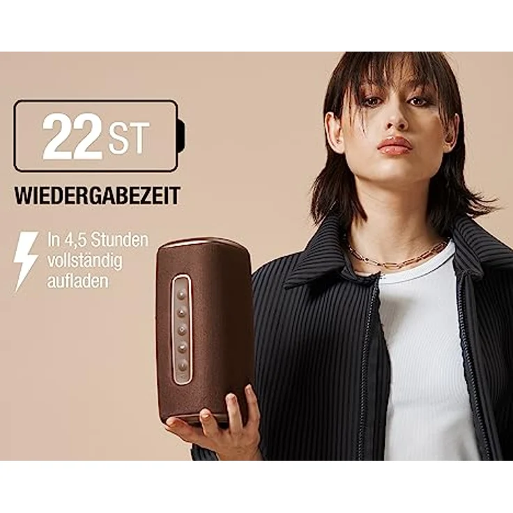 Fresh 'n Rebel Bold L2, kabelloser Bluetooth-Lautsprecher, IPX7 wasserdichter Lautsprecher mit klarem Sound, tiefen Bässen und kräftiger Lautstärke, Party-Modus, 22 Stunden Spielzeit (Brave Bronze) – Bild 2