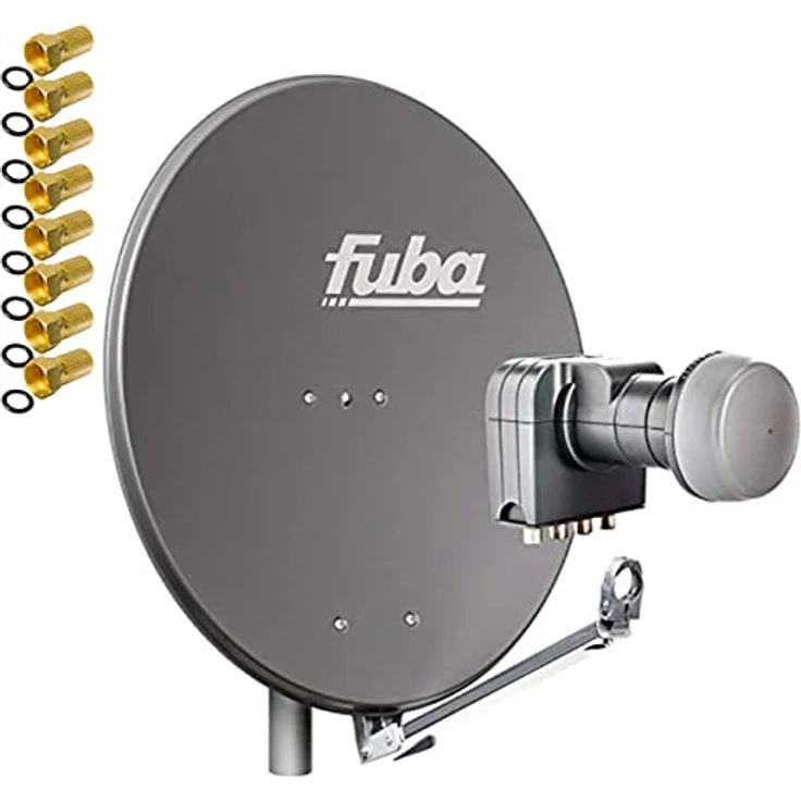 Fuba DAL 804 A, Satellitenanlage mit Quad LNB DEK 417 für 4 Teilnehmer, optimale Empfangsleistung, HDTV, 4K und 3D fähig – Bild 1