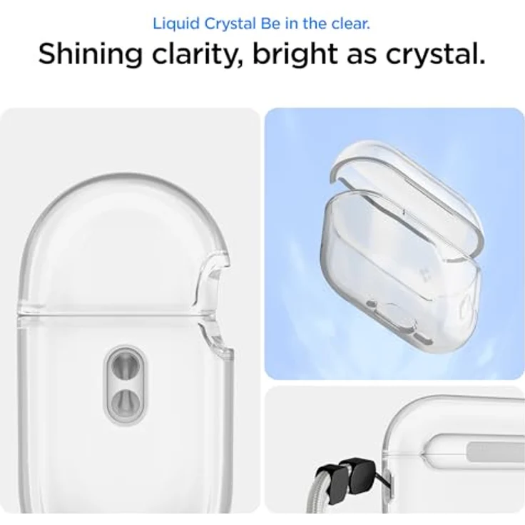 Spigen Liquid Crystal Hülle für AirPods Pro 3. Generation (2025), Kristallklar, TPU, mit Silberner Tragelasche und Vergilbungsfreier Softshell – Bild 4