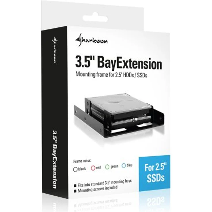 Sharkoon SSD Montagerahmen - Einbaurahmen 3,5 Zoll BayExtension, schwarz für bis zu zwei SSDs – Bild 4
