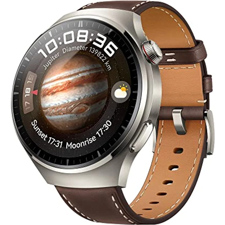 HUAWEI Watch 4 Pro Dunkelbraunes Lederarmband, braunes Leder, Einheitsgröße, Klassisch – Bild 1