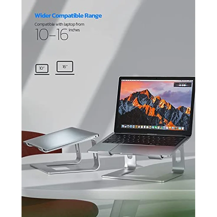 Nulaxy C3 Abnehmbarer Laptop Ständer, Ergonomische Aluminium Halterung für 10"-16" Notebooks, Silber – Bild 5