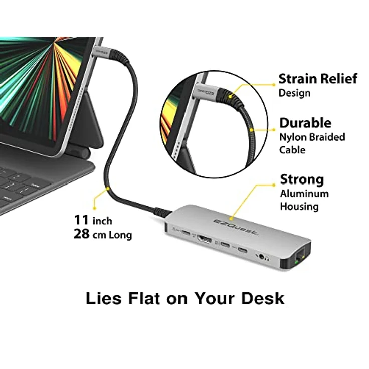EZQuest USB C Hub 10 in 1 – Docking Station with 100W PD, HDMI 4k, 10Gbps Data - MacBook & Type C Devices Compatible – Bild 5