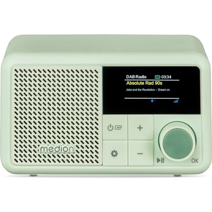 MEDION S66822 Tragbares Mini DAB+ Radio mit Bluetooth, Akku, dimmbares Farbdisplay, Teleskopantenne, Sleeptimer, Wecker, Snooze, AUX, USB-C – Bild 1