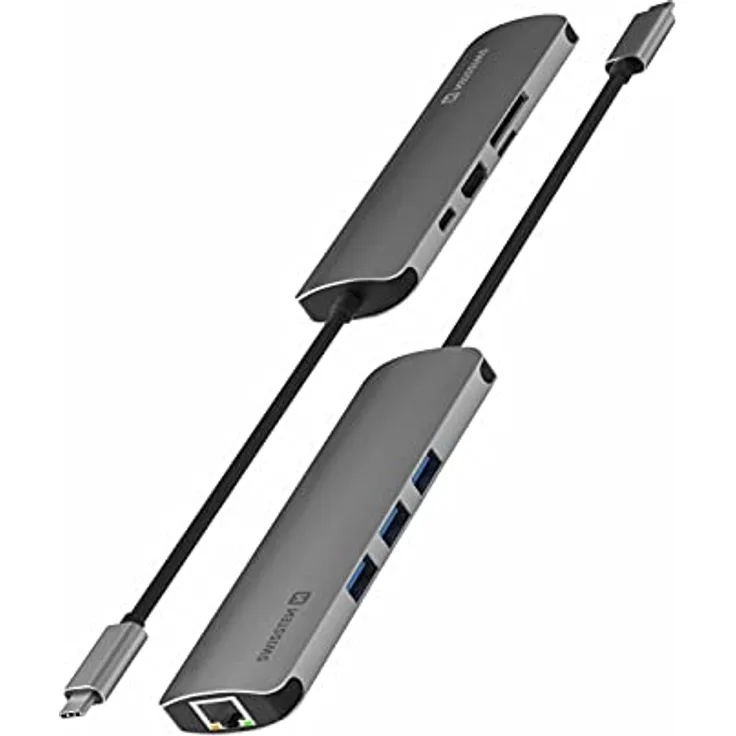 SWISSTEN USB-C hub 8-in-1 (USB-C PD, HDMI 4K, LAN RJ45, 3X USB 3.0, SD, Micro SD) Aluminium