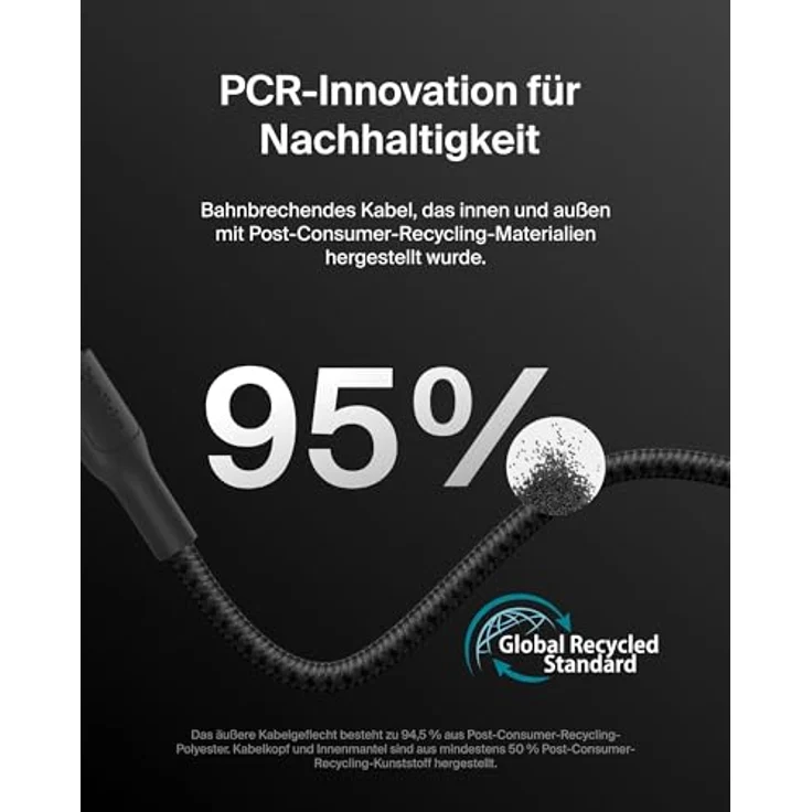 Belkin BoostCharge Pro USB C Kabel, 3 m, Schwarz, Schnellladung bis zu 240 W – Bild 3