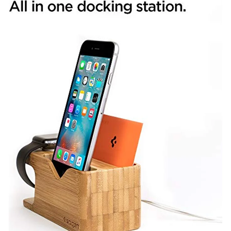 Spigen S370 Apple Watch Ladestation aus Holz Ständer Kompatibel mit Apple Watch Ultra 2/Ultra 9/8/7/6/5/SE/4/3/2/1 und iPhones – Bild 4