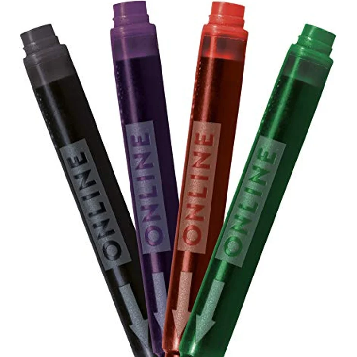 Online Bunte Kombi-Tintenpatronen (Universal-Patronen, kompatibel mit allen gängigen Füllern, auch Lamy-Füller, Ersatz-Patronen) 4er Pack rot, grün, schwarz, lila – Bild 4