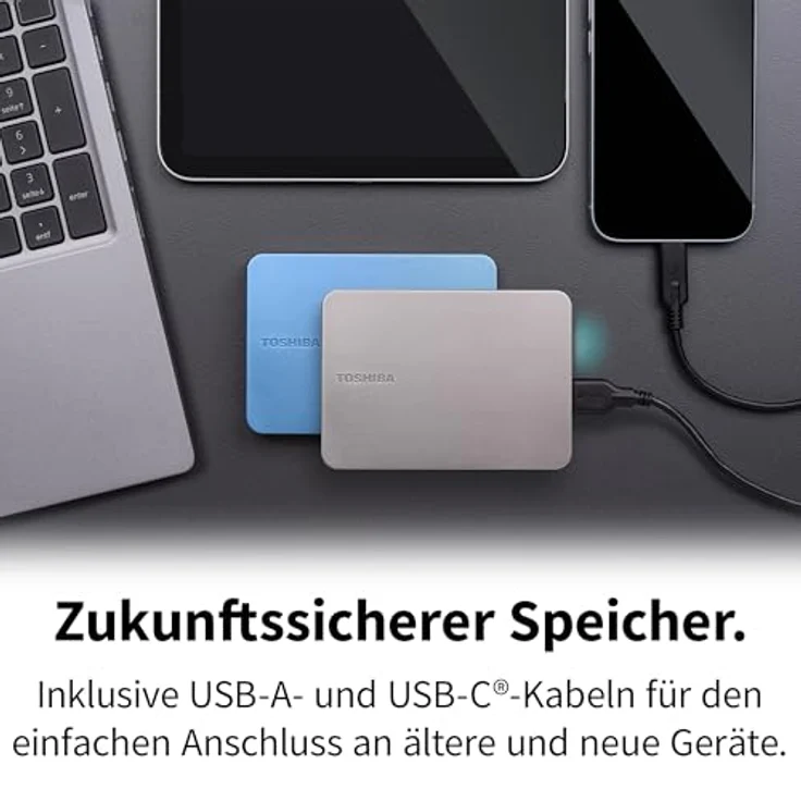 Toshiba Canvio Flex 1 TB, externe Festplatte mit USB 3.0, Metallic Blau, tragbar und elegant – Bild 4