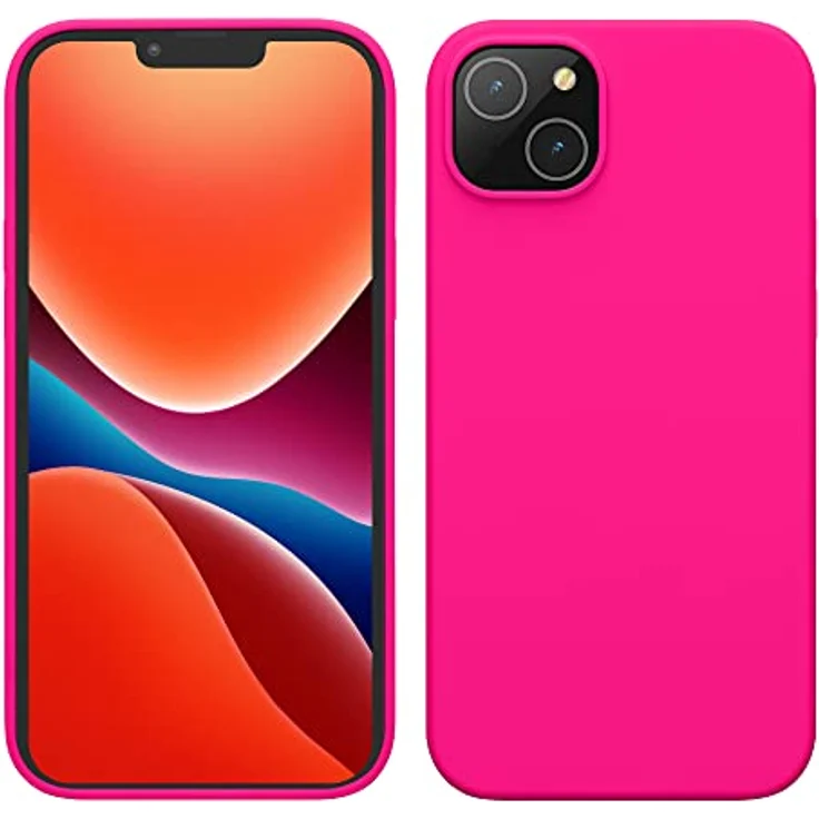 kwmobile Handyhülle für iPhone 14 Plus, Silikon Case in Neon Pink, stoßfest mit Anti-Rutsch Oberfläche und kabellosem Laden – Bild 1