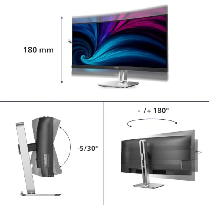 Philips 34B2U5900C (5120 x 2160 Pixel, 34"), Monitor, Grau, Silber – Bild 5