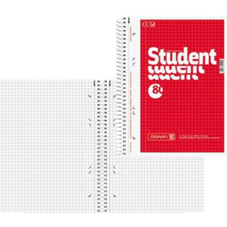 Brunnen Collegeblock Student 1067952, A5, Innenrand, 70 g/m², 80 Blatt, kariert
