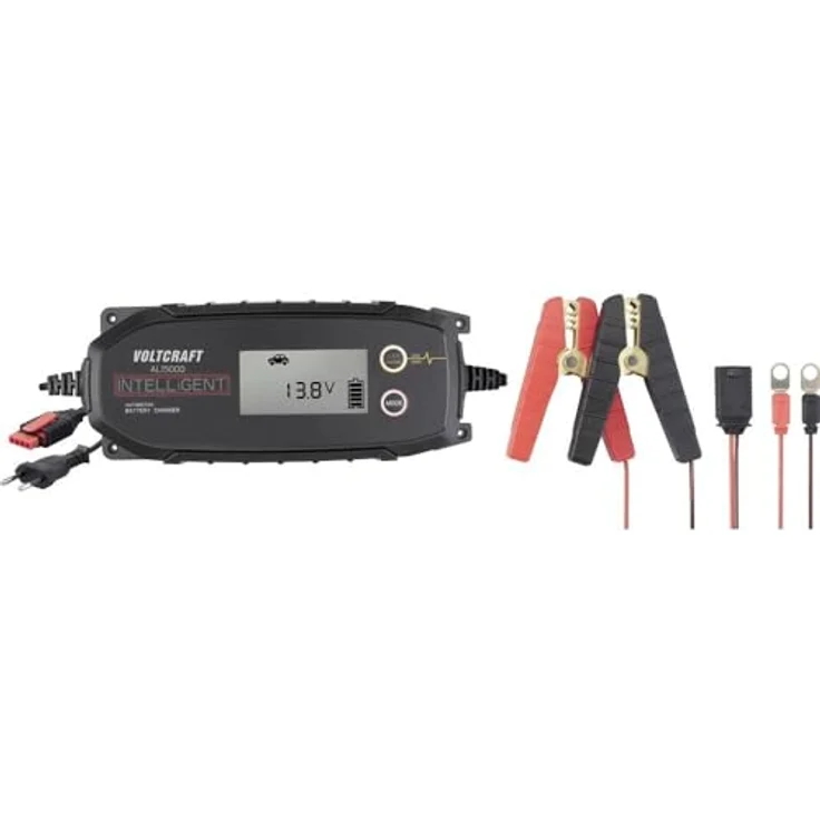 VOLTCRAFT AL15000 VC-16721000 Automatikladegerät 12V/24V, 15A/7.5A, sicherer Schutz vor Überladung, Verpolung und Kurzschluss, inklusive Polklemmen und Ösenverbinder – Bild 1