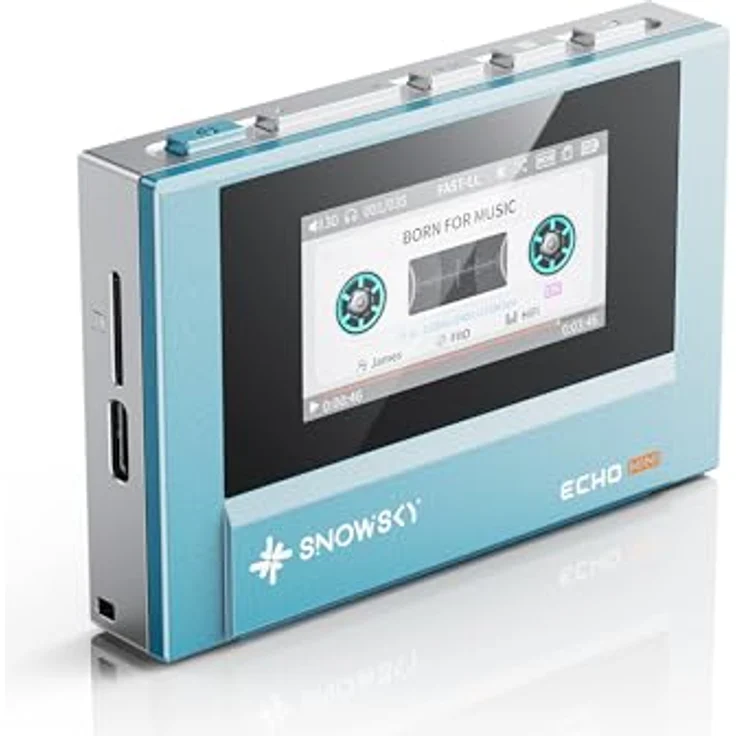 FiiO Echo Mini HiFi Bluetooth MP3-Player, 15 Stunden Wiedergabe, unabhängige Lautstärkeregelung, 3,5 mm/4,4 mm Ausgänge, Retro-Design, SkyBlue – Bild 4