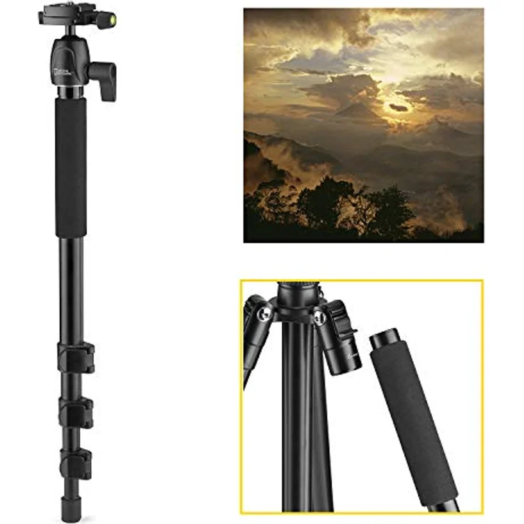 National Geographic Foto-Reisestativ-Set mit Einbeinstativ, Alu, vierteilige Beine mit Hebelverriegelung, Tragetasche, Kugelkopf, Schnellwechselplatte, bis 6 kg NGTR001L – Bild 6