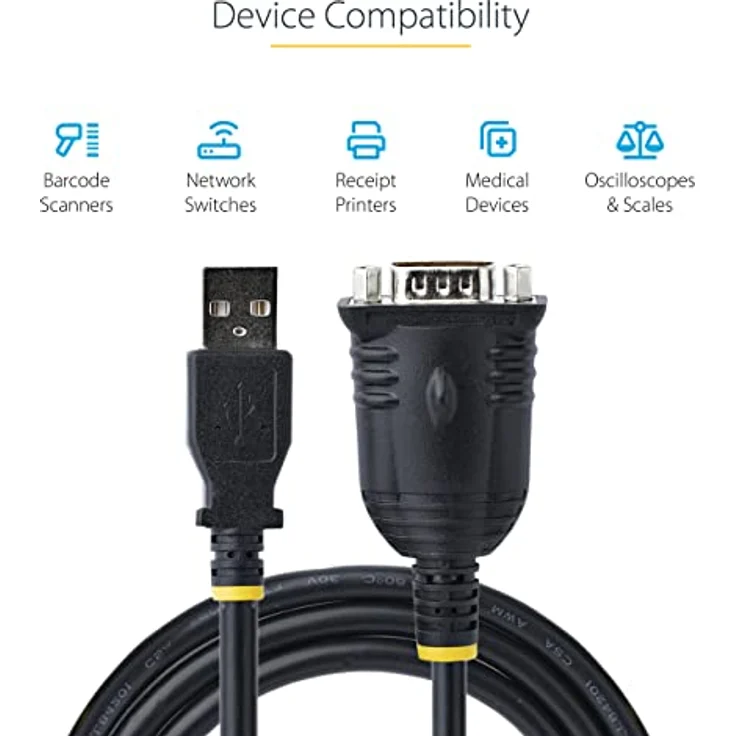 StarTech.com 1 m USB Seriell Adapter, USB auf RS232 Adapter, Prolific IC, USB auf Seriell Konverter für PLC/Drucker/Scanner/Switch, USB zu Seriell/DB9, USB RS232 Kabel, Windows/Mac (1P3FP-USB-SERIAL) – Bild 4