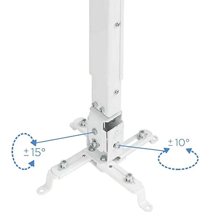 TooQ PJ2012T-W - Verstellbare Neigung der Decke und einstellbar für Projektor bis zu 20 kg Gewicht, höhenverstellbar von 130mm bis 650mm, Neigung +-- 15 °, weiß – Bild 4
