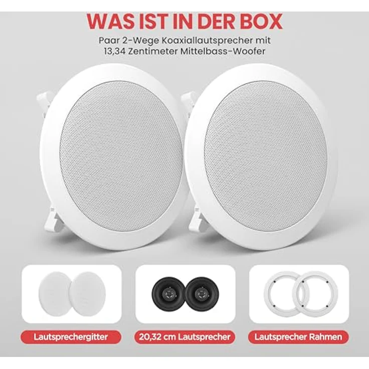 Pyle PDIC61RD 100W Weiß - Lautsprecher (in-Wand/in-Decke, 16,5 cm (6.5 Zoll), 100 W, 200 W, 70 - 20000 Hz, 4-8) – Bild 8