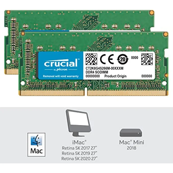 Crucial CT2K8G4S266M 16GB Speicher Kit (8GB x2) (DDR4, 2666 MT-s, PC4-21300, CL19, Single Rank x8, SODIMM, 260-Polig für Mac) – Bild 2