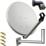 PremiumX PXS45, Satellitenantenne 45 cm Hellgrau mit Twin LNB, pulverbeschichtet, inkl. Wandhalterung und 4 F-Steckern
