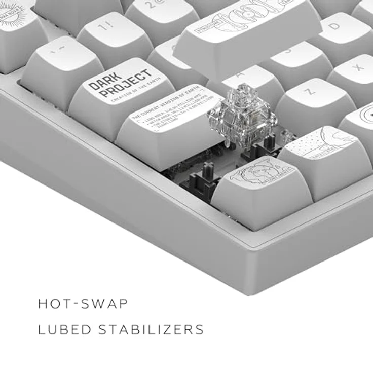 Dark Project Nova White 81 RGB Wireless, Mechanische Tastatur mit Vollaluminiumgehäuse, Kabellose Bluetooth-Konnektivität und 100 Stunden Akkulaufzeit, Weiss – Bild 9
