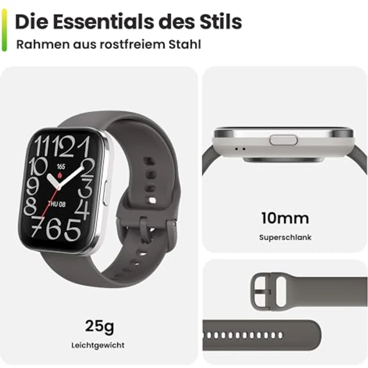 Amazfit Bip 5 Unity 46mm Smart Watch Fitness-Aktivitäts-Tracker mit 11-Tage-Akku, 120+ Sportmodi, Bluetooth-Telefonanrufe, Gesundheitsüberwachung, anpassbare Watch Faces - Schwarz – Bild 2