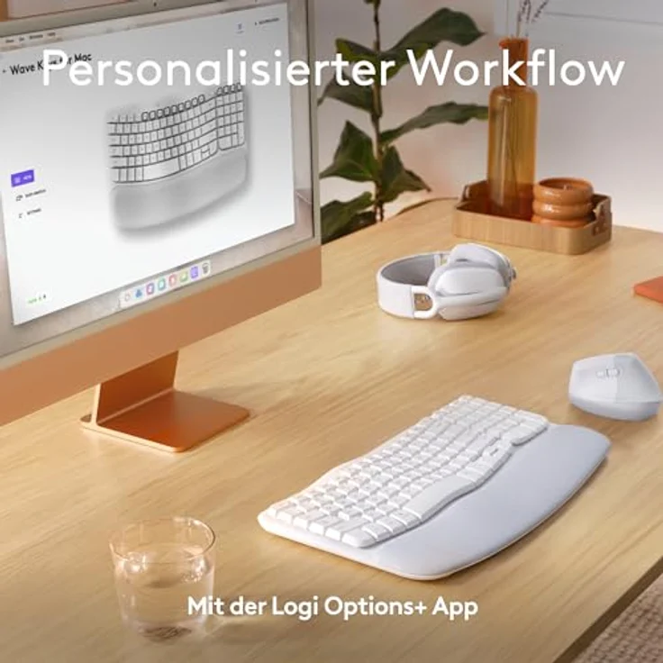 Logitech Wave Keys for Mac Off-White - Ergonomische kabellose Tastatur, geschwungenes Design, Memory Foam Handballenauflage - Weiss – Bild 8