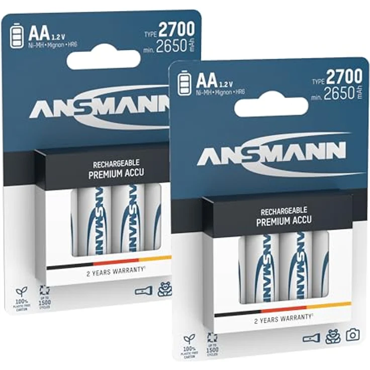 ANSMANN Akku AA 2700mAh NiMH 1,2V, Hochleistungsbatterien für hohe Stromanforderungen, 8 Stück – Bild 2