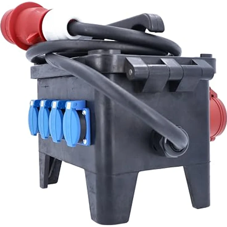 As - Schwabe, Steckdose, Mobiler Baustellen-Stromverteiler, Vollgummi, schwarz, IP44, 400V/32A/5polig – Bild 2