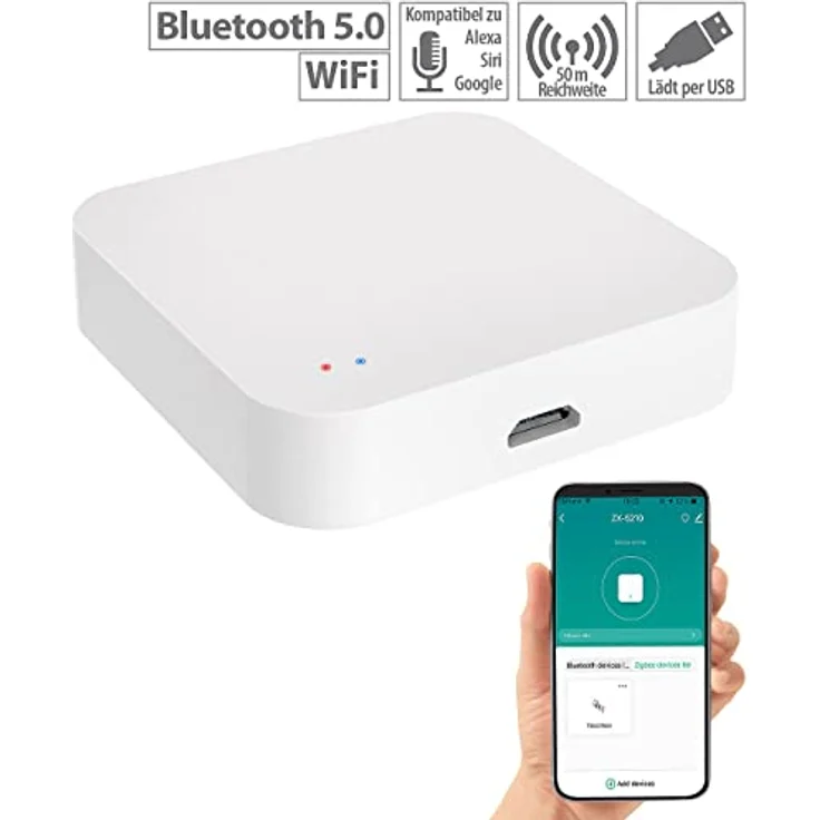 Luminea Home Control Zigbee Bridge: WLAN-Gateway für ZigBee- und Bluetooth-kompatible ELESION-Geräte (Smart Gateway, Zigbee Gateway App, Bewässerungscomputer) – Bild 2