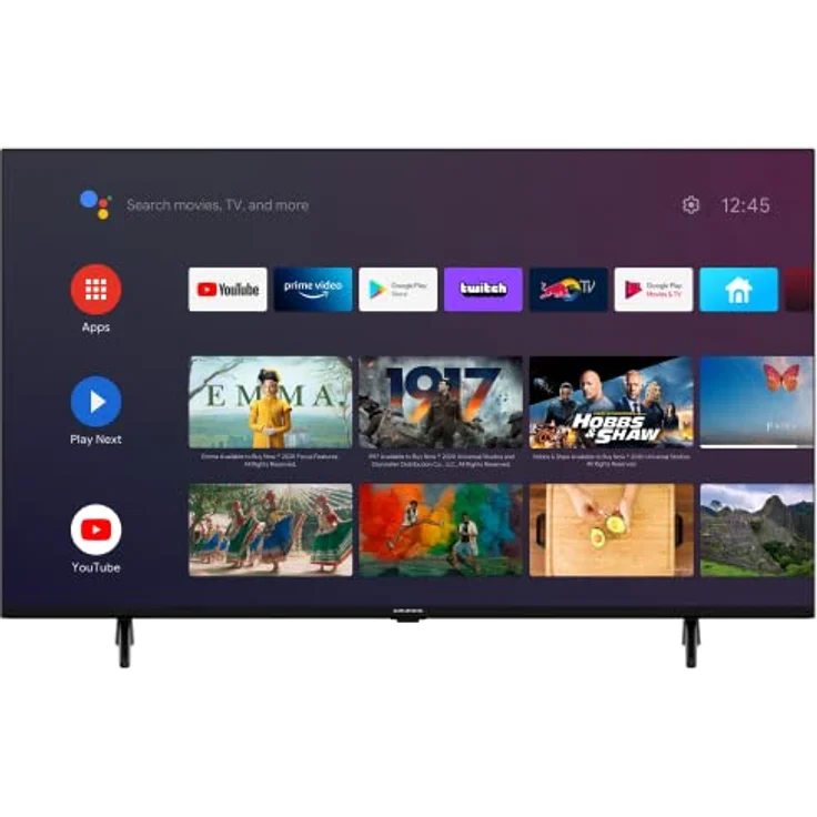 GRUNDIG 43 VOE 73 Fernseher 43 Zoll (108 cm) LED TV, Android 9 TV, 4K UHD, Dolby Digital, HDR10, Micro Dimming Engine, Chromecast Built-in, Bluetooth, Smart TV, Schwarz – Bild 1