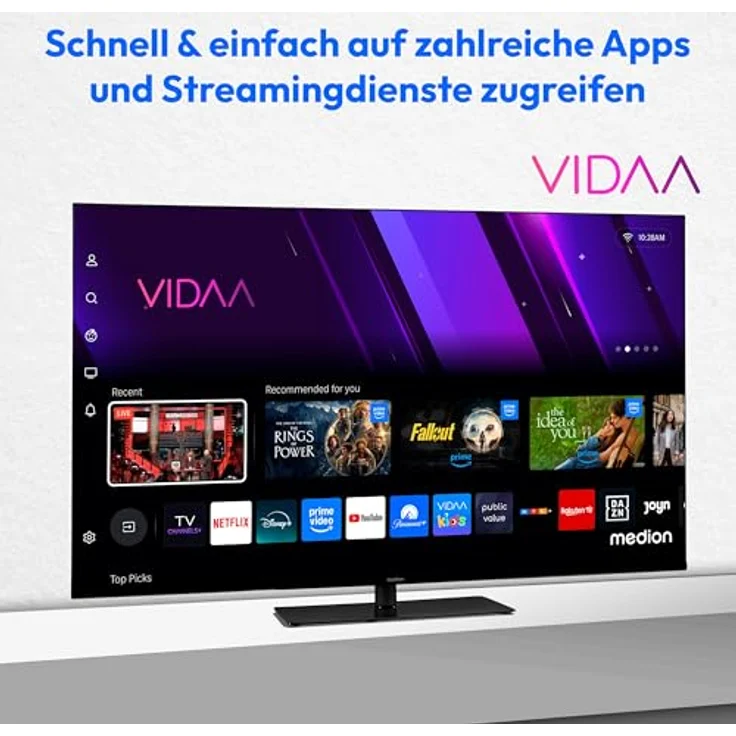MEDION MD 855300, 55 Zoll 4K Smart-TV mit Dolby Vision HDR, VIDAA Store, Bluetooth, schwarz – Bild 3