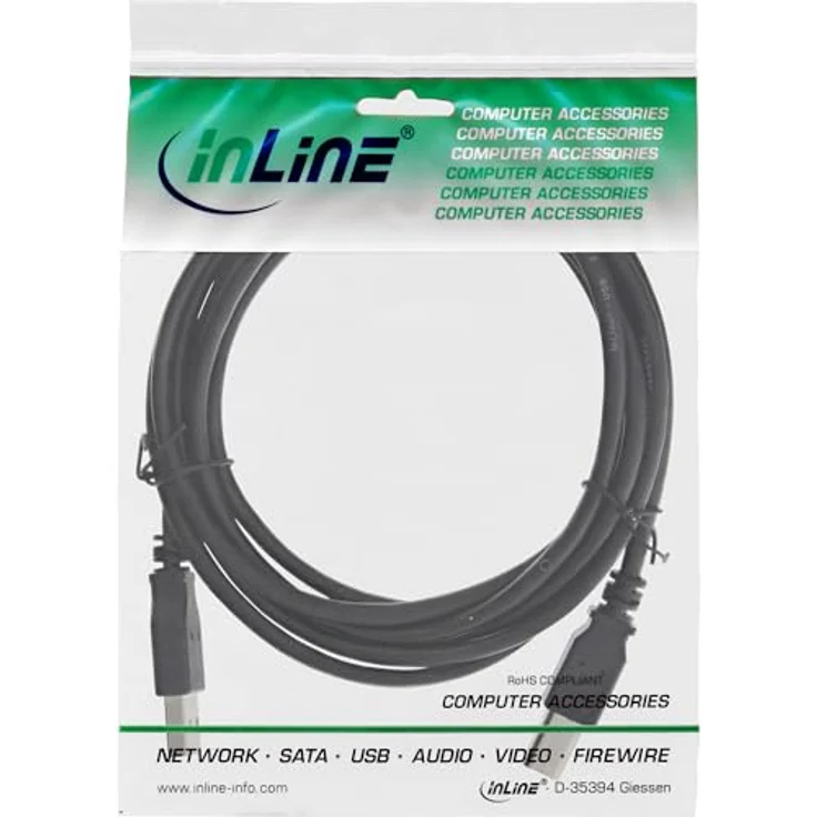 InLine USB 2.0 Kabel, A an B, schwarz, 5m (34555X) – Bild 4