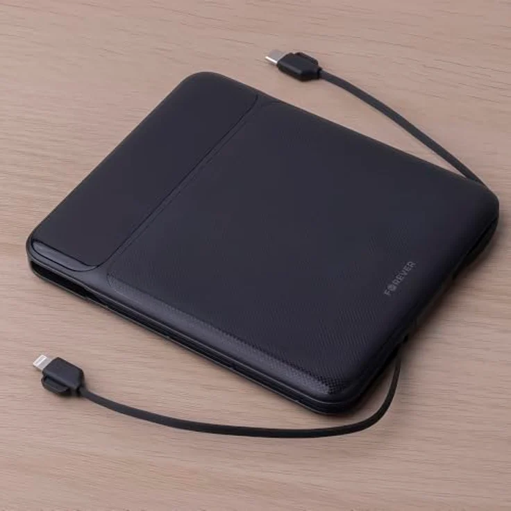 FOREVER Laptop Powerbank 20000mAh 100W Schwarz – USB C Powerbank mit integriertem Lightning Kabel, 5 Ladeanschlüssen, Schnellladefunktion für Laptop & Smartphone, kompaktes Design mit LED-Display – Bild 4