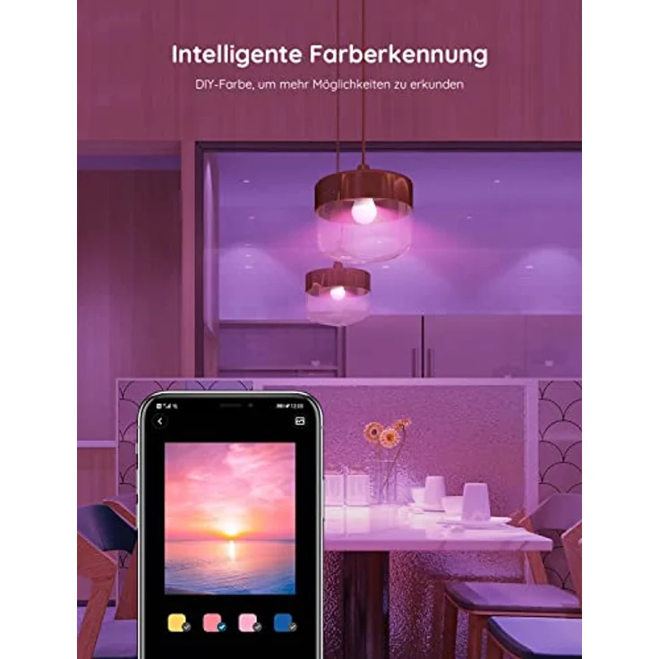 Govee Alexa Smarte Glühbirne E27, Farbwechsel mit Musiksynchronisation Lampe, 54 Szenen, 16 Millionen DIY-Farben, WiFi & Bluetooth LED Smart Bulb Funktionieren mit Google Assistant App, 2 Stück – Bild 2