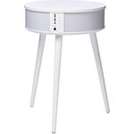 Northpoint Tragbarer Aufladbarer LED Tisch mit Bluetooth Lautsprecher und Wireless Charger Weiß