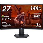 Dell S2721HGFA 27 Zoll Full HD 144Hz Curved Gaming Monitor, VA, 1ms, AMD FreeSync, NVIDIA G-SYNC, Schwarz