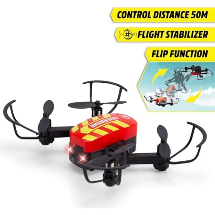 Dickie Toys RC Fire Drone, ferngesteuerte Feuerwehr-Drohne mit Flugstabilisator und LED-Lichtern, inkl. Fernbedienung und Batterien, ab 8 Jahre – Bild 2