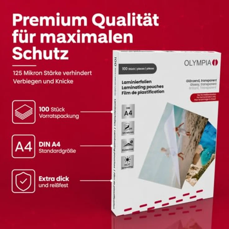 Olympia Laminierband, A4 (210 x 297 mm), 100 Stück – Bild 2